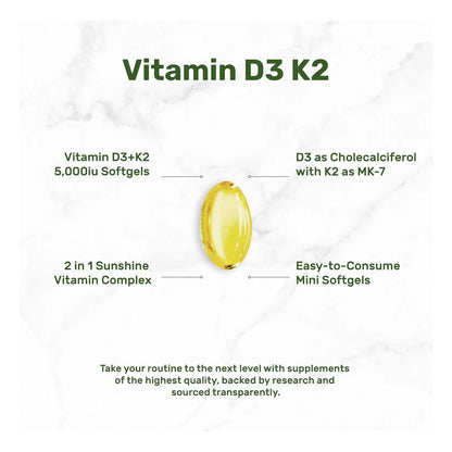 Deal Supplement Vitamin D3 K2 Softgel 250 Cápsulas 5000 Iu Y 100mcg - Imagen 2