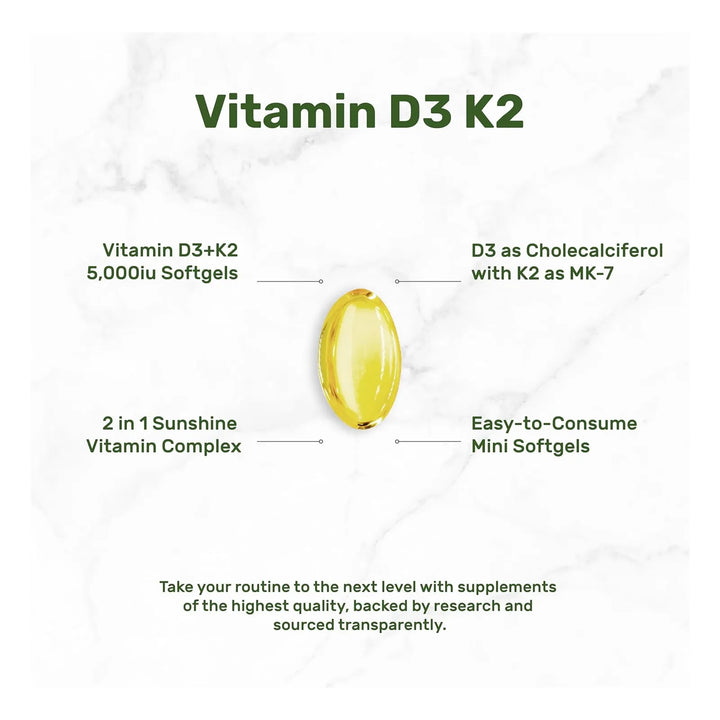 Deal Supplement Vitamin D3 K2 Softgel 250 Cápsulas 5000 Iu Y 100mcg - Imagen 2