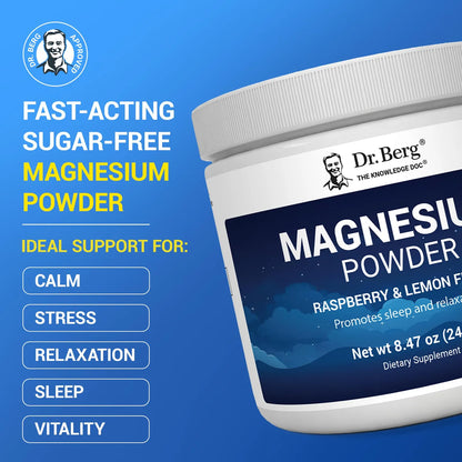 Dr Berg Polvo De Glicinato De Magnesio Para Dormir Relajacion Y Alivio Del Estres Con Vitamina D3 Y Zinc Sabor Frambuesa Y Limon 50 Porciones