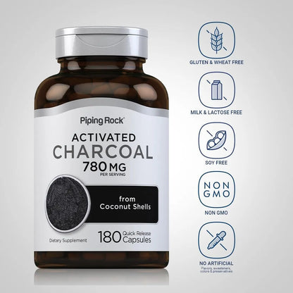 Cápsulas De Carbón Activado 780 Mg 180 Unidades De Cáscaras De Coco