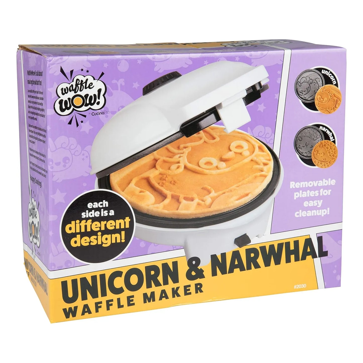 Maquina Waffles 2 Figuras Intercambiables Unicornio Narval Desayuno Divertido