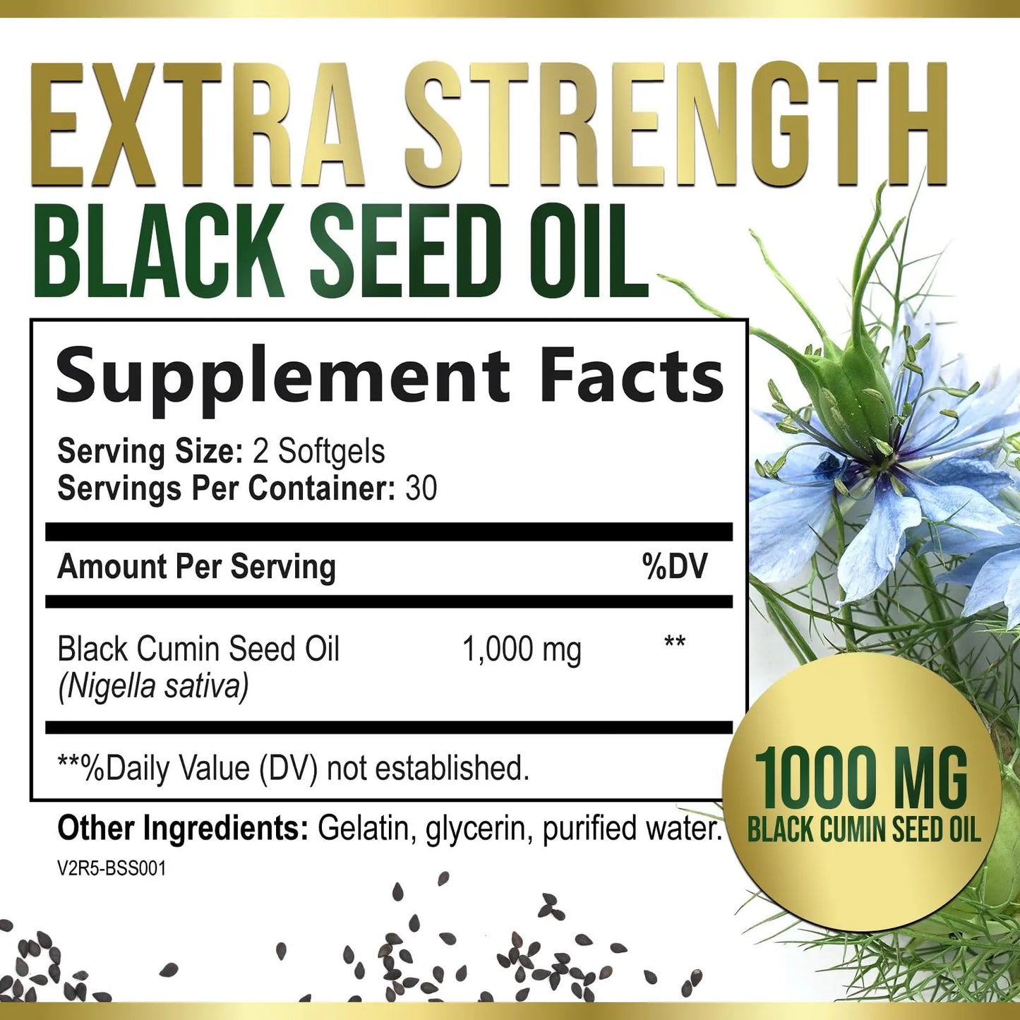 Capsulas De Aceite De Semilla Negra 1000 Mg Antioxidante Prensado En Frio Vegano