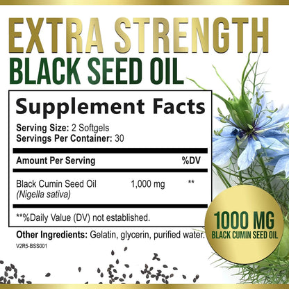 Capsulas De Aceite De Semilla Negra 1000 Mg Antioxidante Prensado En Frio Vegano