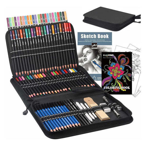Kalour Paquete De 96 Kits De Dibujo Profesional Con 72 Lapices De Colores Y Accesorios