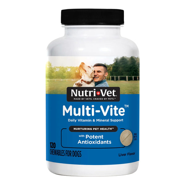 Masticables Multi Vitaminicos NutriVet Para Perros Adultos 120 Unidades Sabor Higado