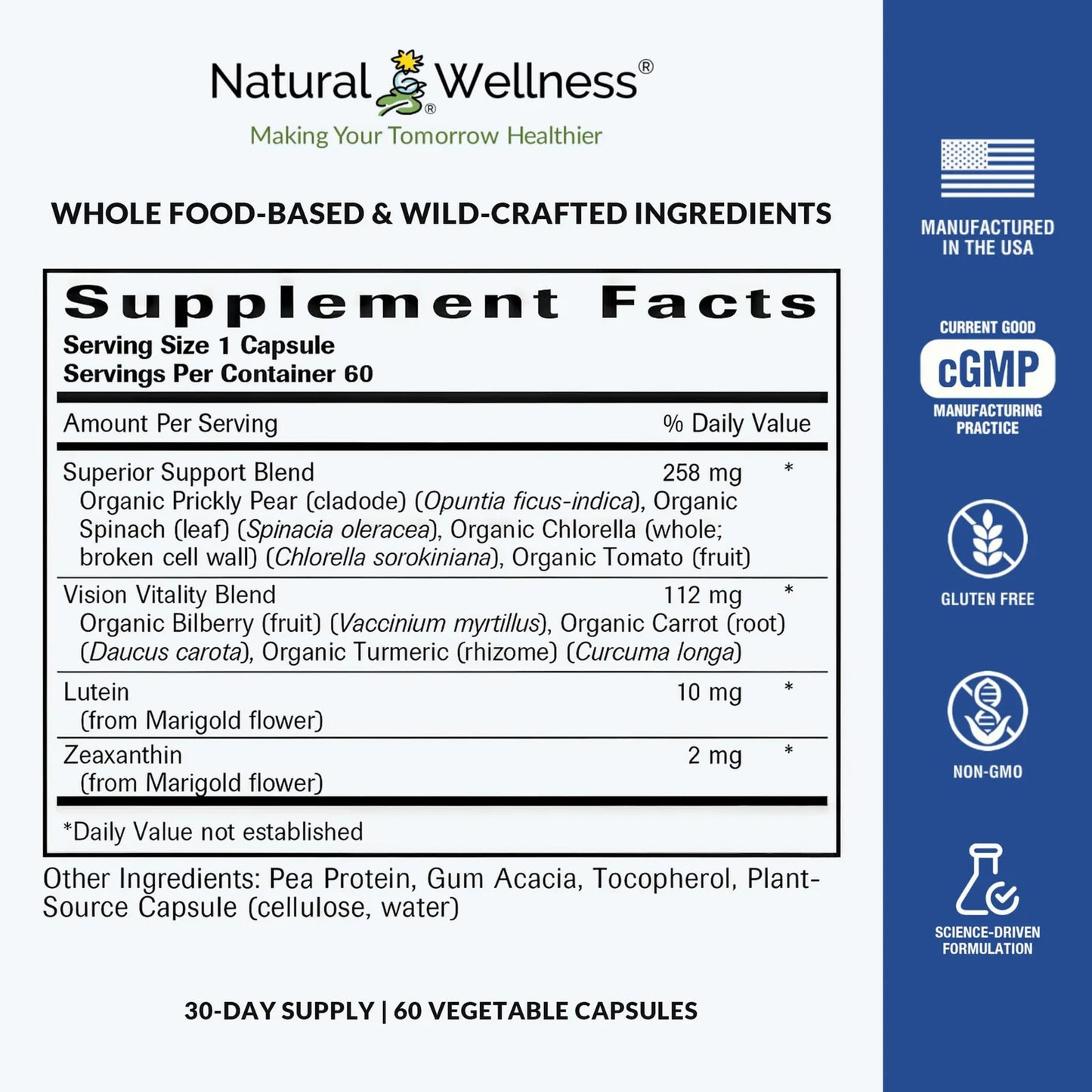 Dr Grossmans Whole Food Formula Avanzada Apoyo Ojos Vision Luteina Zeaxantina 30 Capsulas