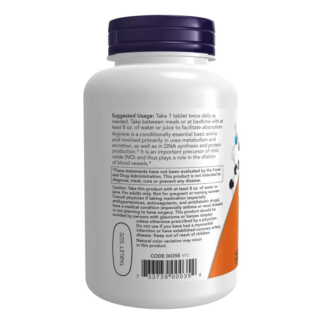 L-Arginina 1000 Mg 120 Tabletas Paquete De 3 NOW Suplemento Cardiovascular