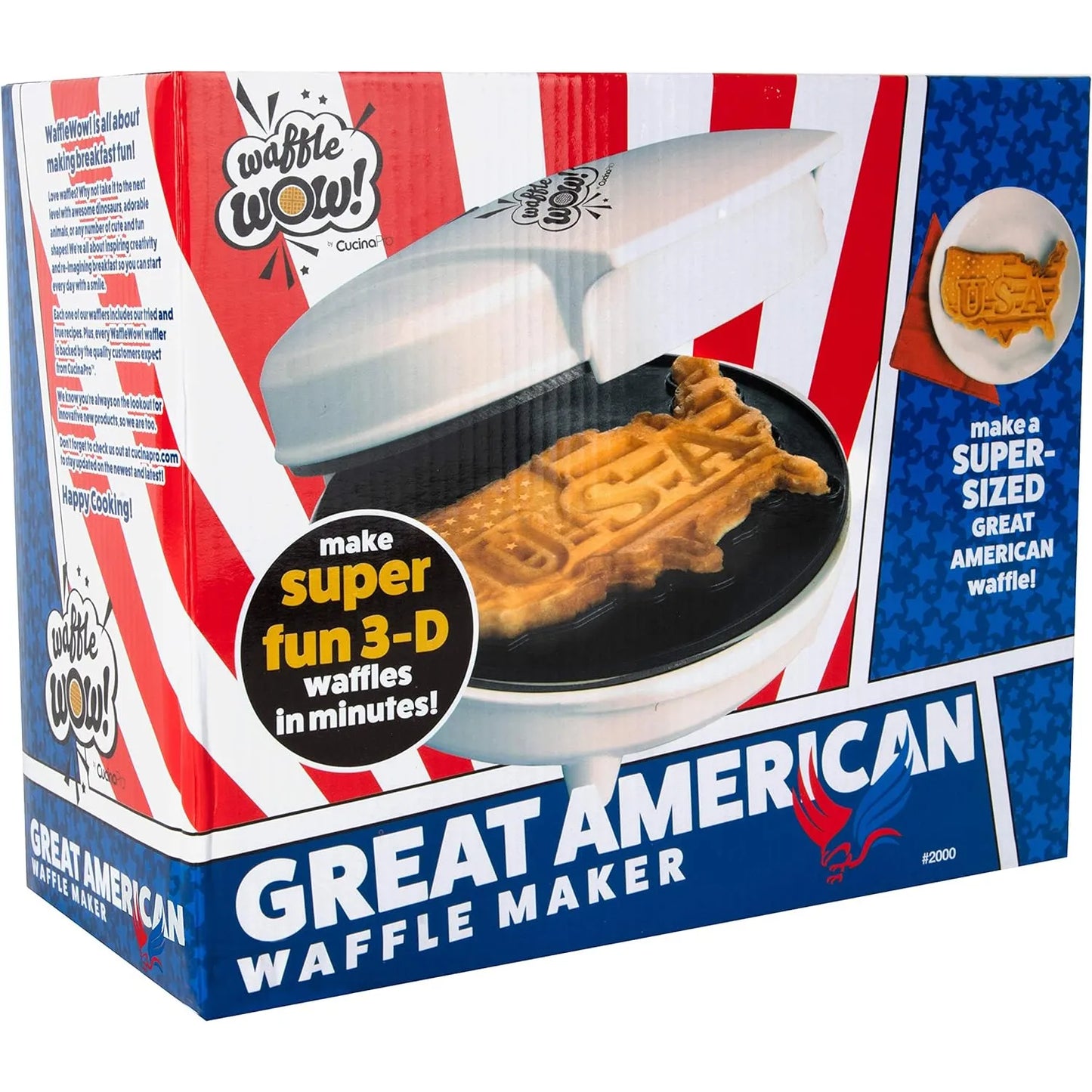 Maquina Waffles Figura Estados Unidos Desayuno Divertido Ideal Fiestas Patrias