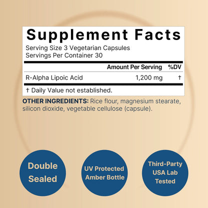 Acido Alfa Lipoico 1200 Mg 90 Capsulas Antioxidante Energia Y Antienvejecimiento