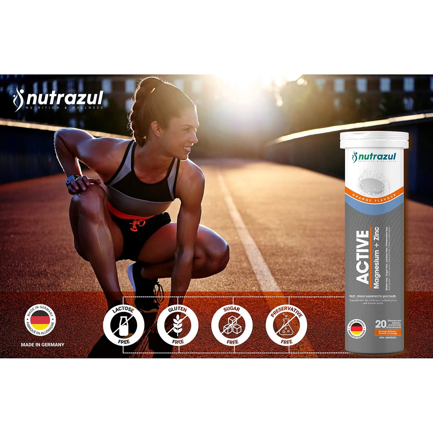 Tabletas Efervescentes De Magnesio Y Zinc Para Recuperación Muscular Sabor Naranja 60 Unidades