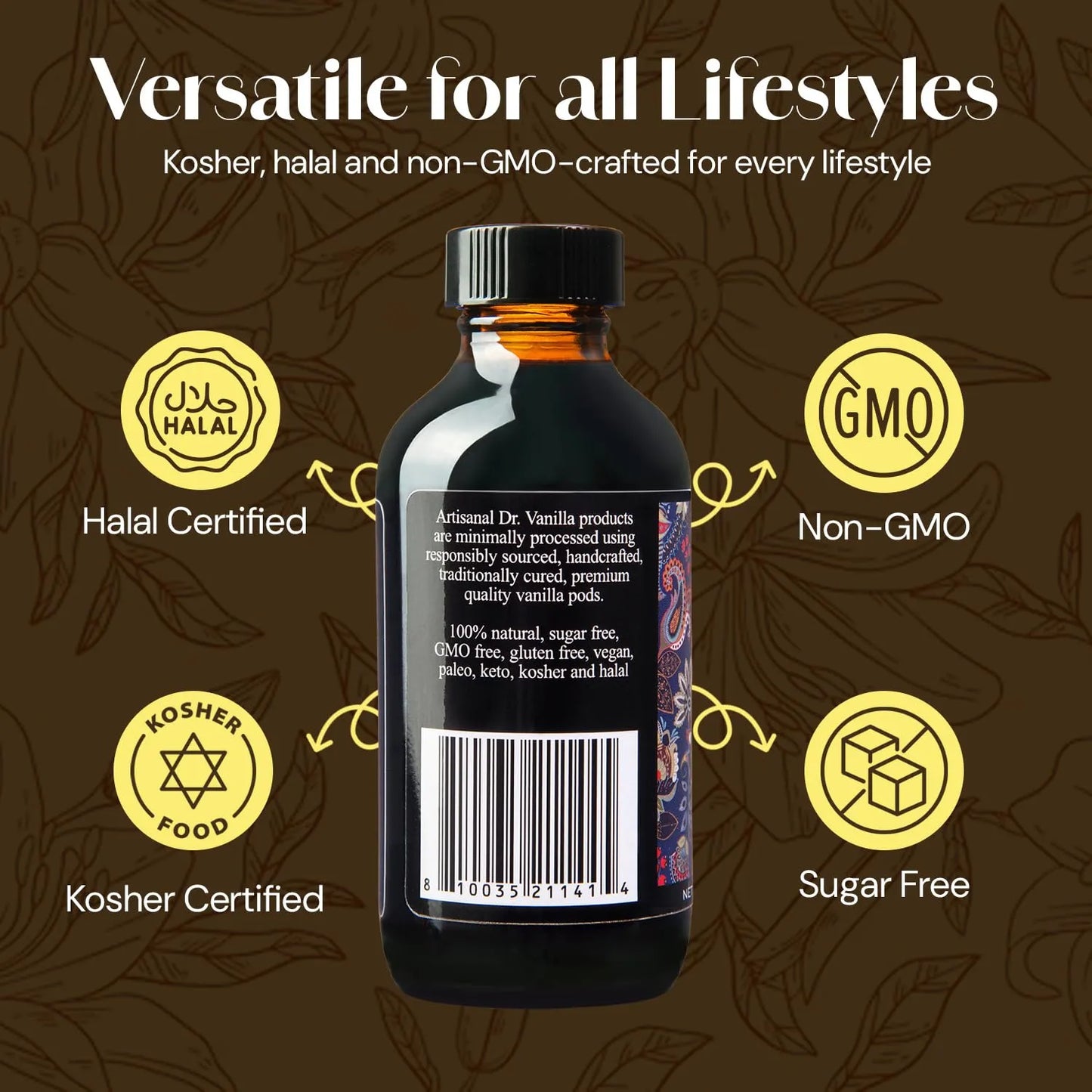 Vainilla Natural Sin Alcohol 113 40ml Esencia Pura Para Postres Y Bebidas
