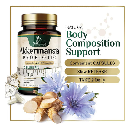 Probiótico Akkermansia Muciniphila Con Fibra Prebiótica Soporte GLP-1 Salud Intestinal
