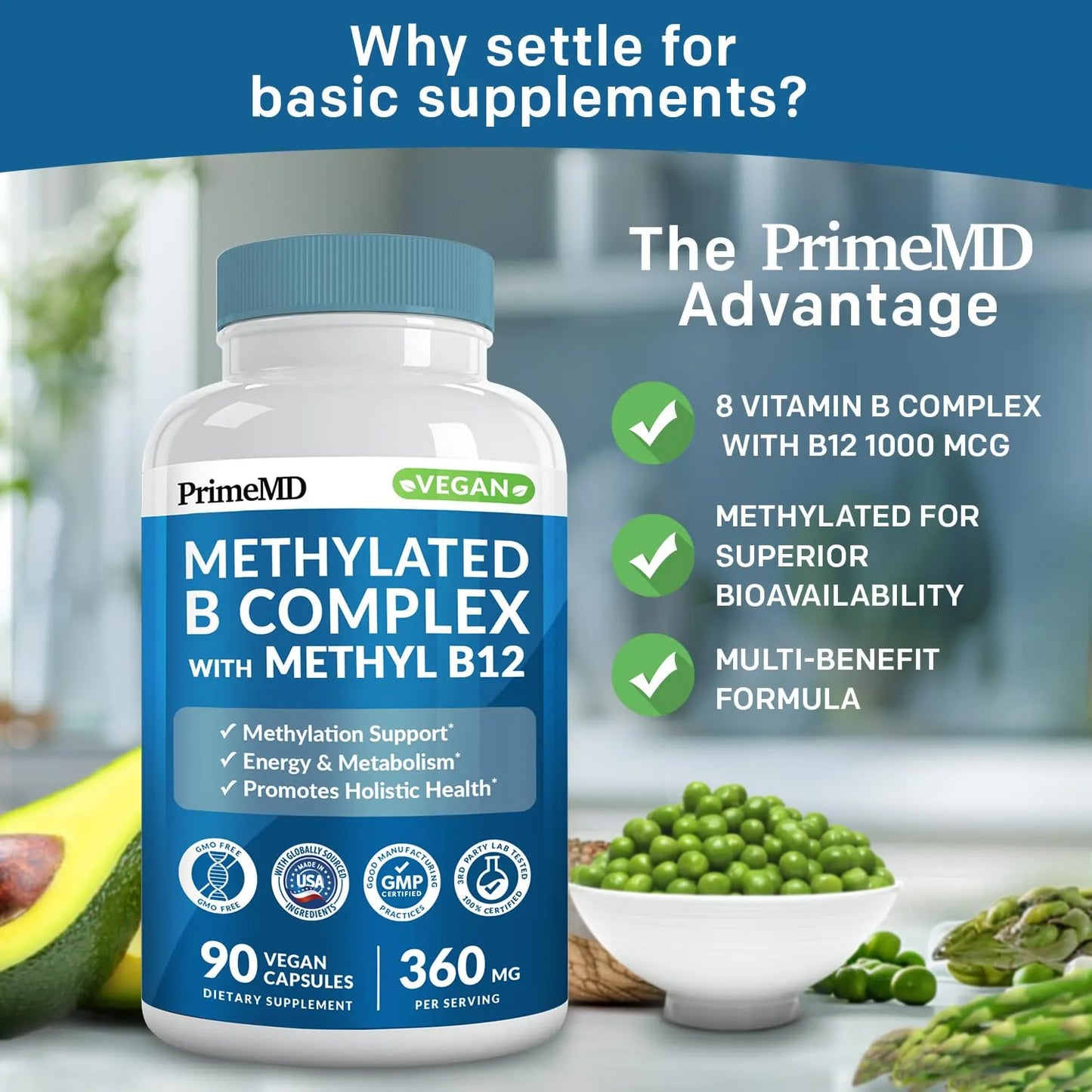 Complejo B Metilado Con Metilcobalamina B12 Y Folato De Metilo 1000 Mcg 180 Porciones