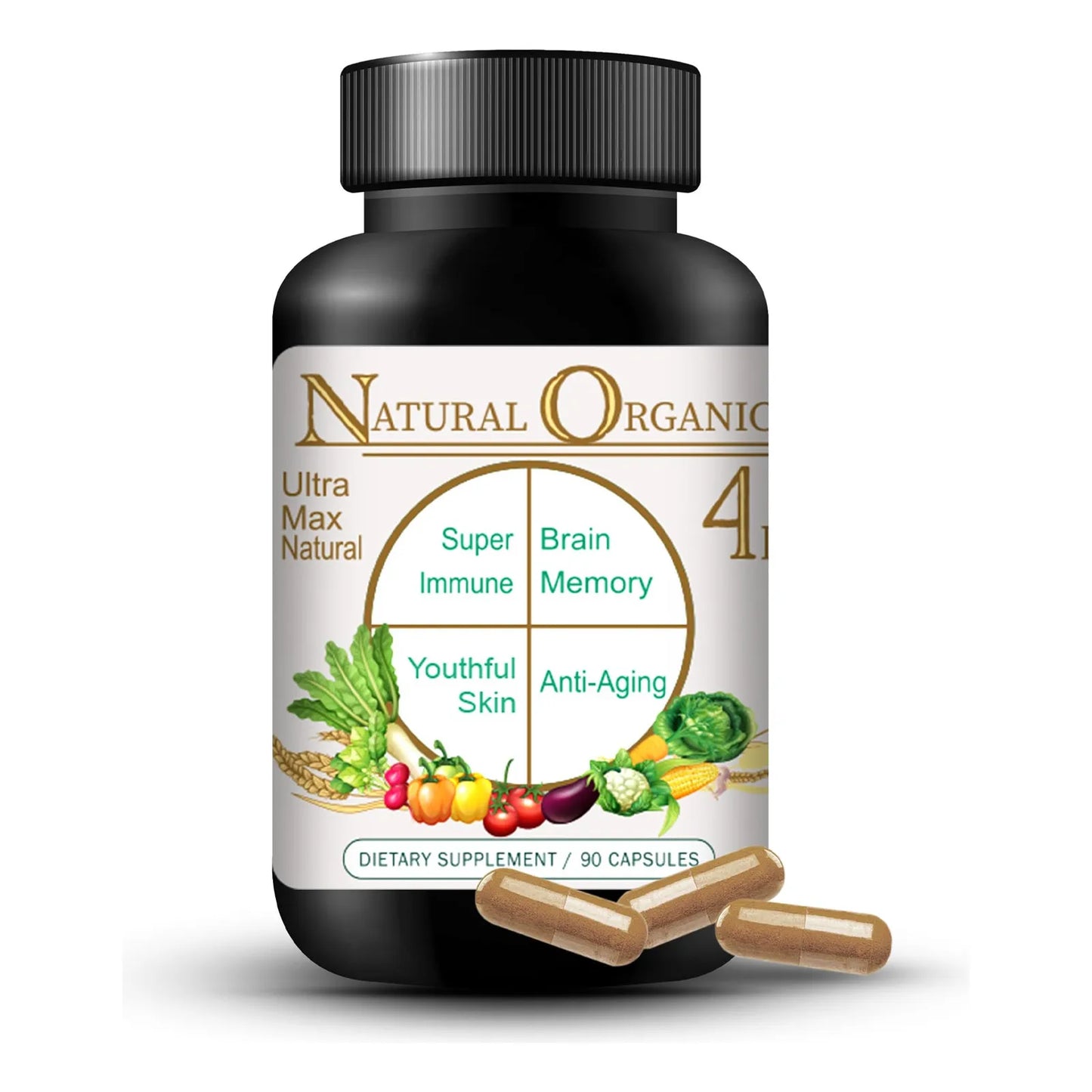 Ultra Max Natural Organic 4 En 1 Suplemento Cerebral Memoria Concentracion Y Antienvejecimiento