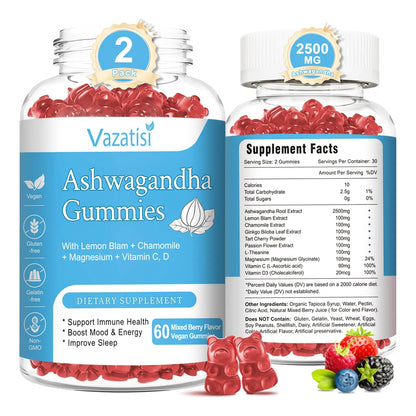 Gomitas Ashwagandha Organicas Sin Azucar Para Relajacion Y Equilibrio 120 Unidades
