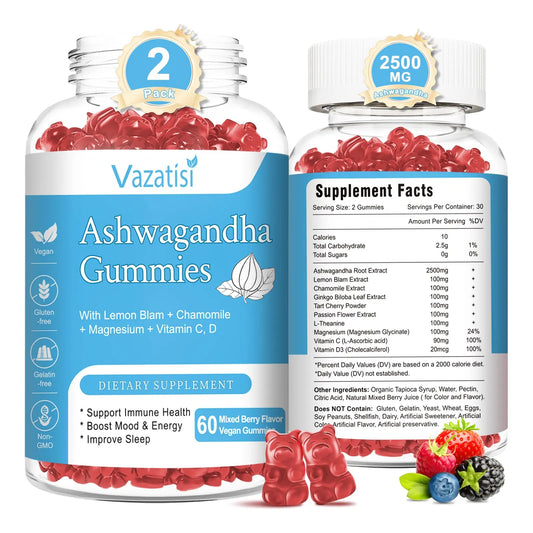 Gomitas Ashwagandha Organicas Sin Azucar Para Relajacion Y Equilibrio 120 Unidades
