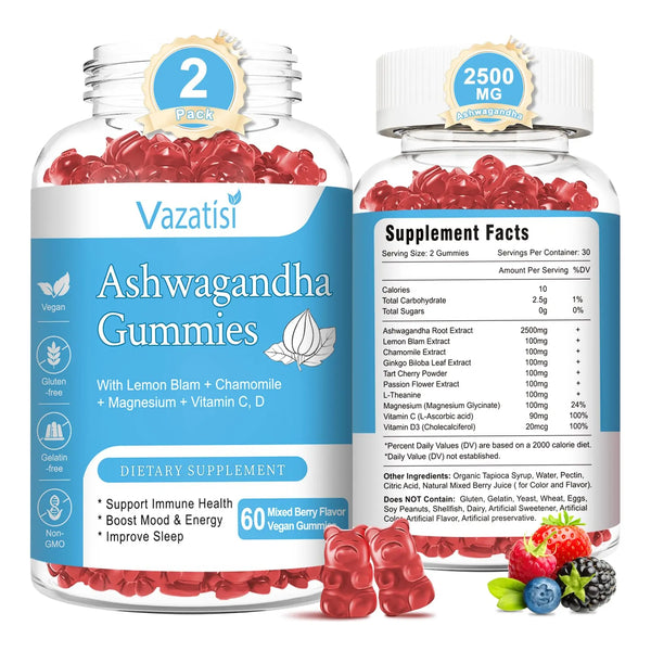 Gomitas Ashwagandha Organicas Sin Azucar Para Relajacion Y Equilibrio 120 Unidades