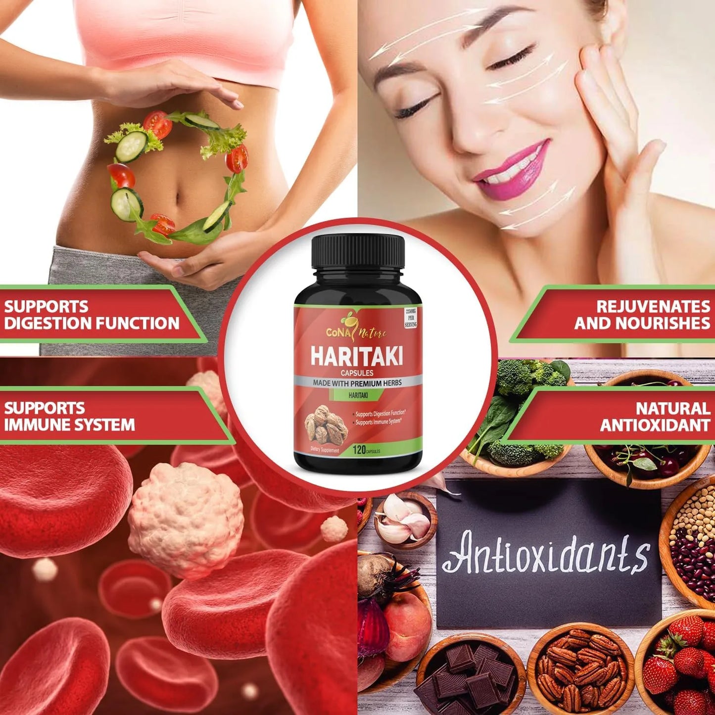 Capsulas Organicas De Haritaki 2250 Mg Rejuvenecimiento Digestión Vegano Sin Gluten