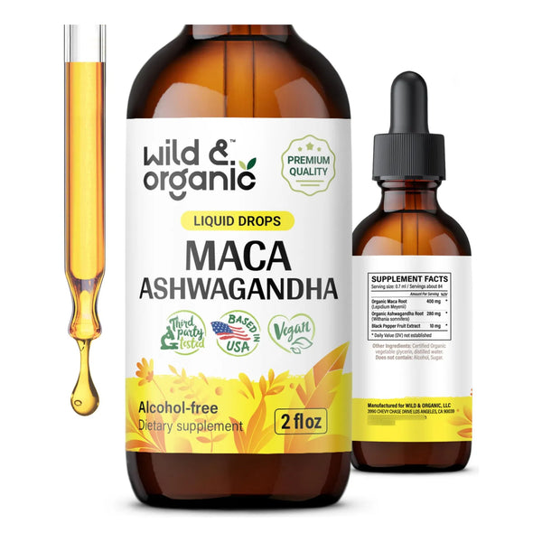 Gotas De Maca Y Ashwagandha Extracto Vegano 60 Ml Apoyo Energía Y Bienestar