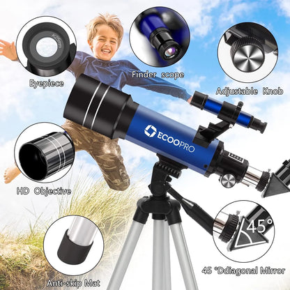 Telescopio Astronomico Refractor Con Tripode Ajustable Ideal Para Principiantes Y Adultos