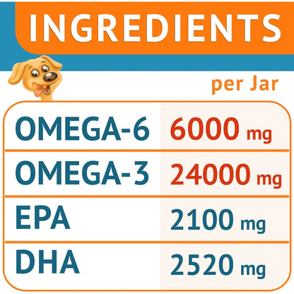 Golosinas Omega 3 Para Perros 360 Unidades Alivia Piel Seca Y Alergias