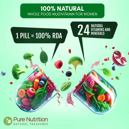 Multivitaminas Integrales Pure Nutrition Para Mujeres 1500 Mg 90 Tabletas