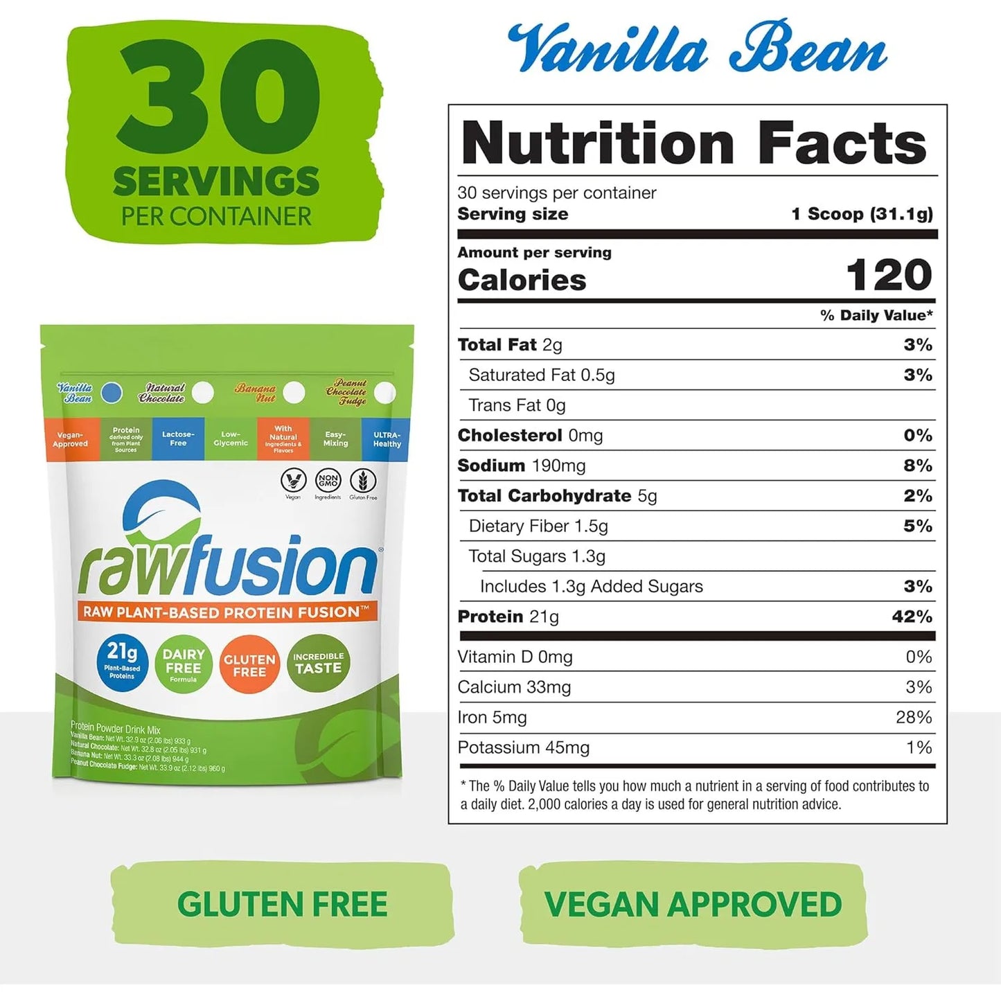 Proteina Vegana Chocolate Rawfusion Plantas Polvo 1 Libra Nutricion Muscular