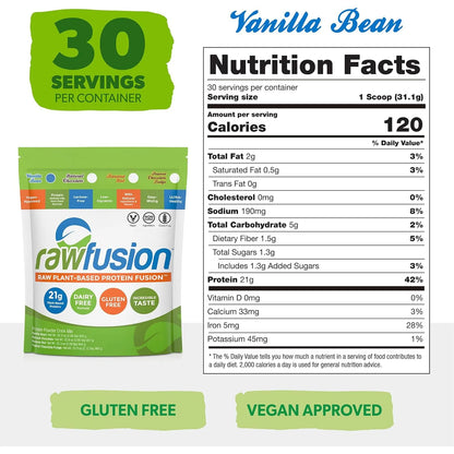 Proteina Vegana Chocolate Rawfusion Plantas Polvo 1 Libra Nutricion Muscular