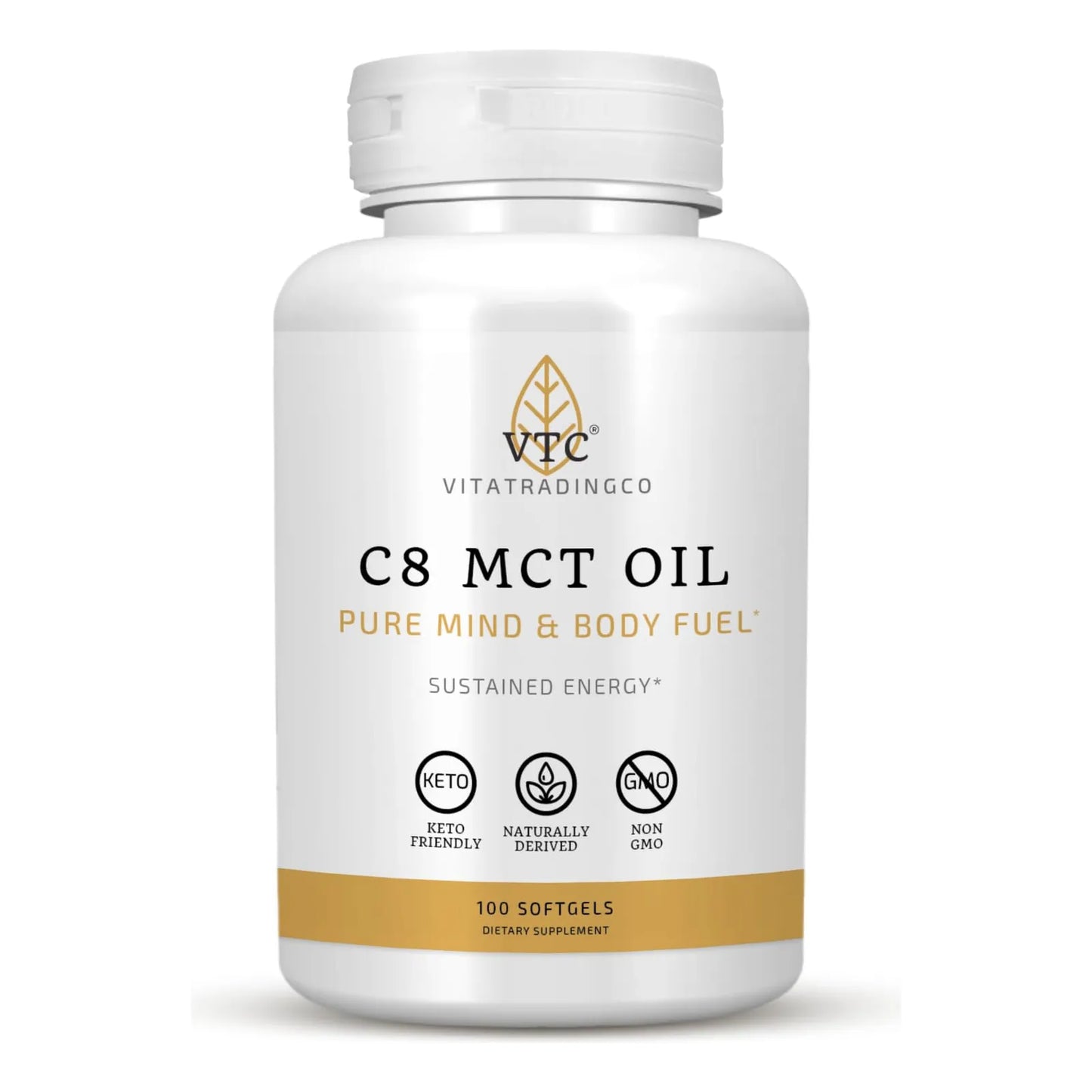 Cápsulas Aceite MCT C8 Natural De Coco 100 Unidades Energía Sostenida Keto