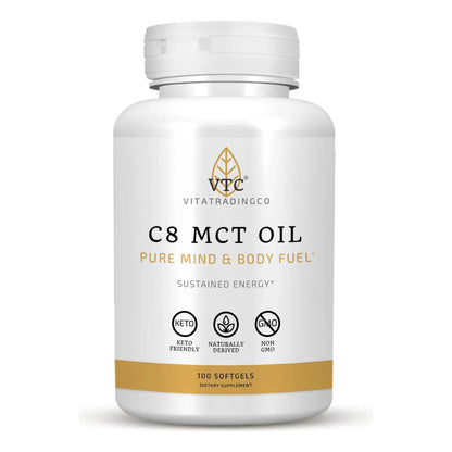 Cápsulas Aceite MCT C8 Natural De Coco 100 Unidades Energía Sostenida Keto
