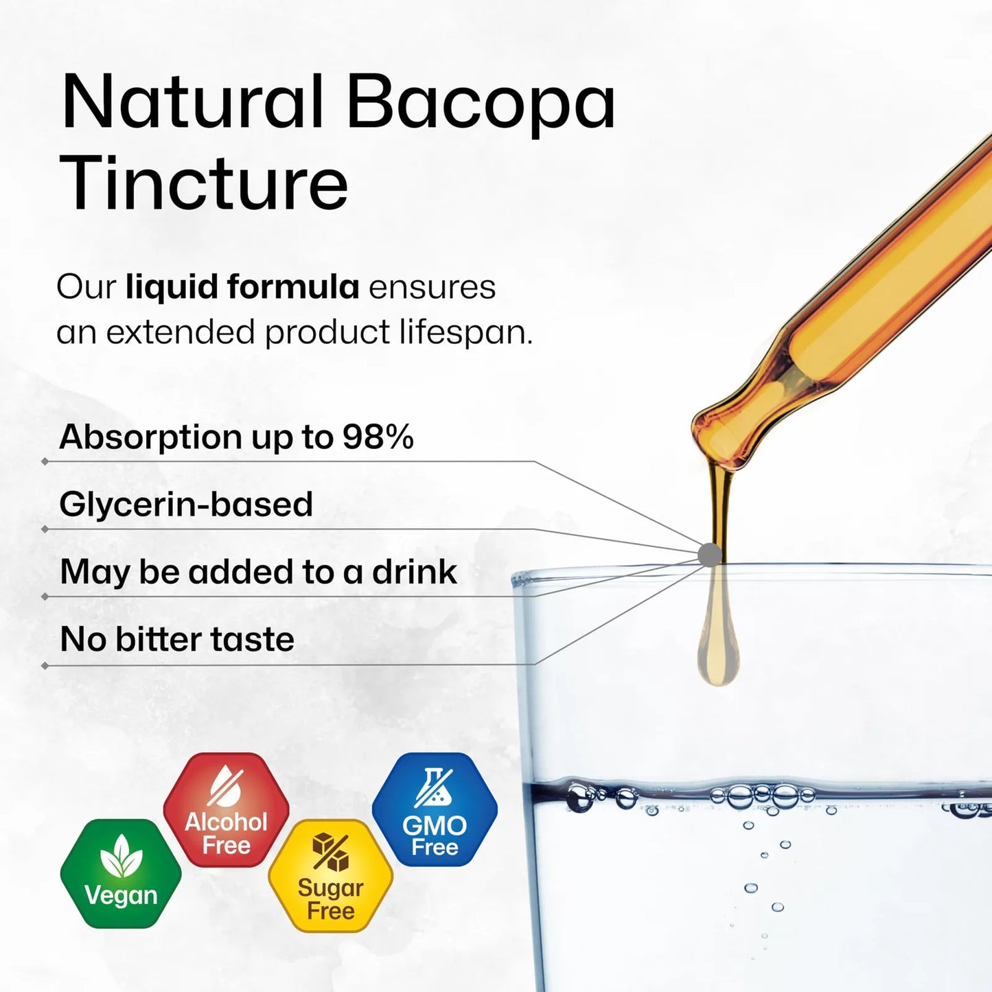 Gotas De Bacopa Monnieri Bio 60ml Apoyo Cerebral Vegano Sin Alcohol
