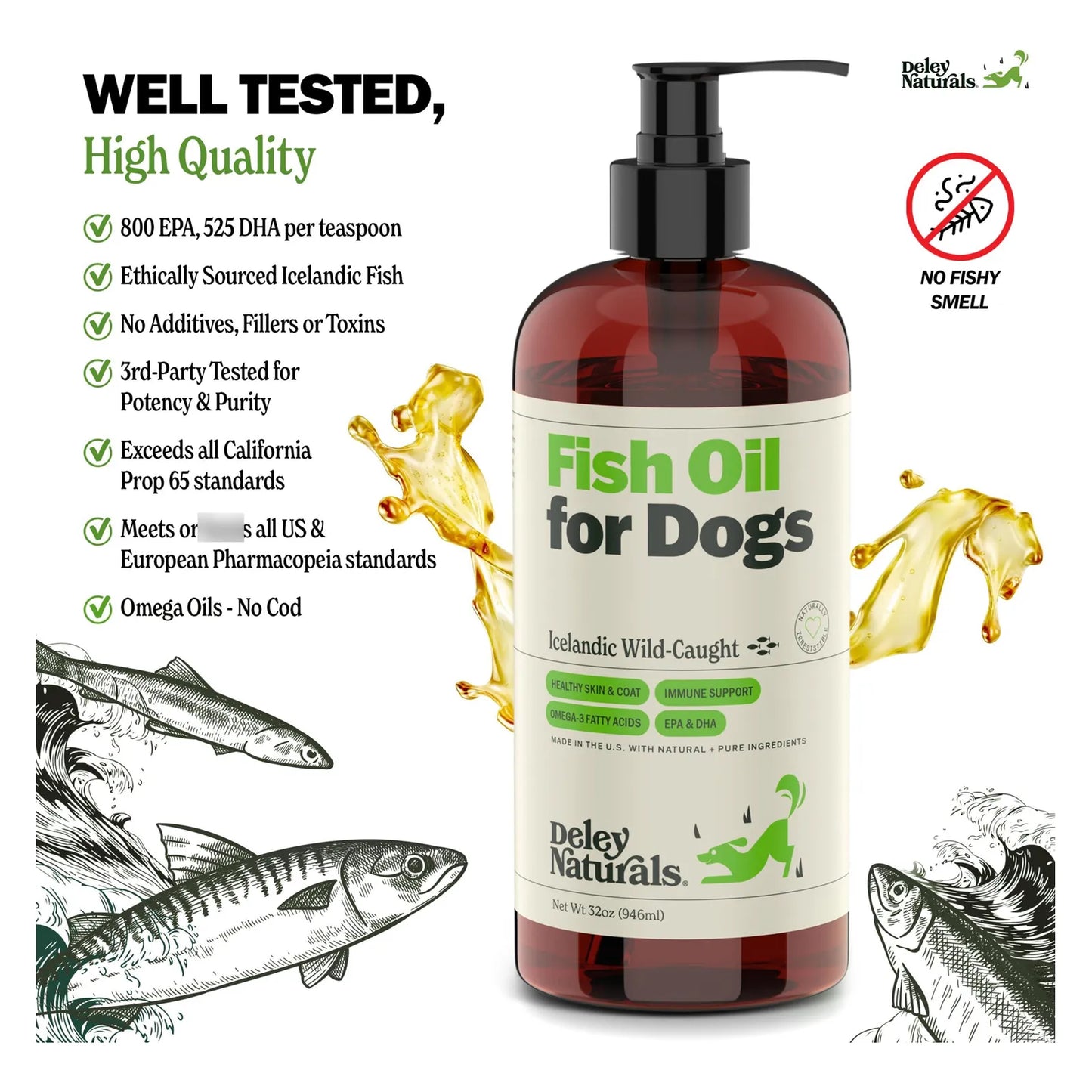 Aceite De Pescado Salvaje Para Perros 946 Ml Omega 3 6 9 Reducir Picazon Y Mejorar Pelaje