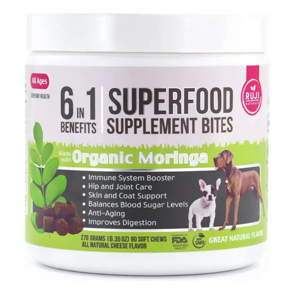 Golosinas Superalimento 6 En 1 Para Perros Con Moringa Orgánica Refuerzo Inmunológico Y Multivitamínico