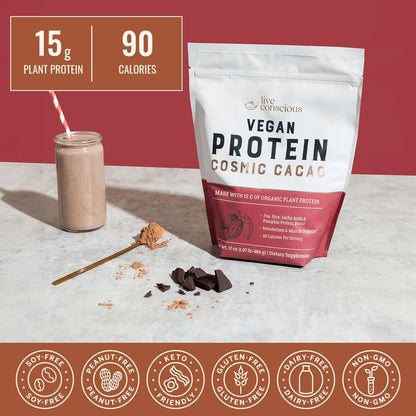 Proteína De Guisante Orgánico En Polvo Sabor Chocolate Live Conscious 17 Onzas