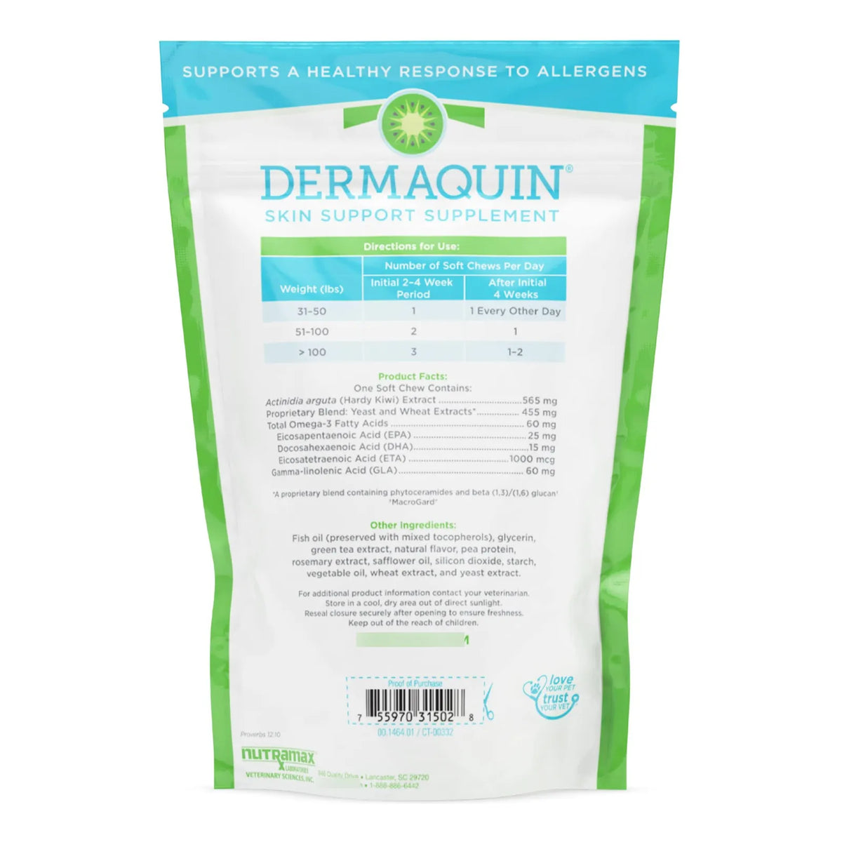 Dermaquin Nutramax Dermaquin Suplemento Piel Perros Grandes 60 Masticables – Vita ...