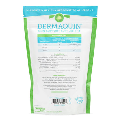 Nutramax Dermaquin Suplemento Piel Perros Grandes 60 Masticables