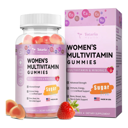Multivitaminico Femenino En Gomitas Vitaminas A D C E Biotina Acido Folico Vegano Sin Azucar