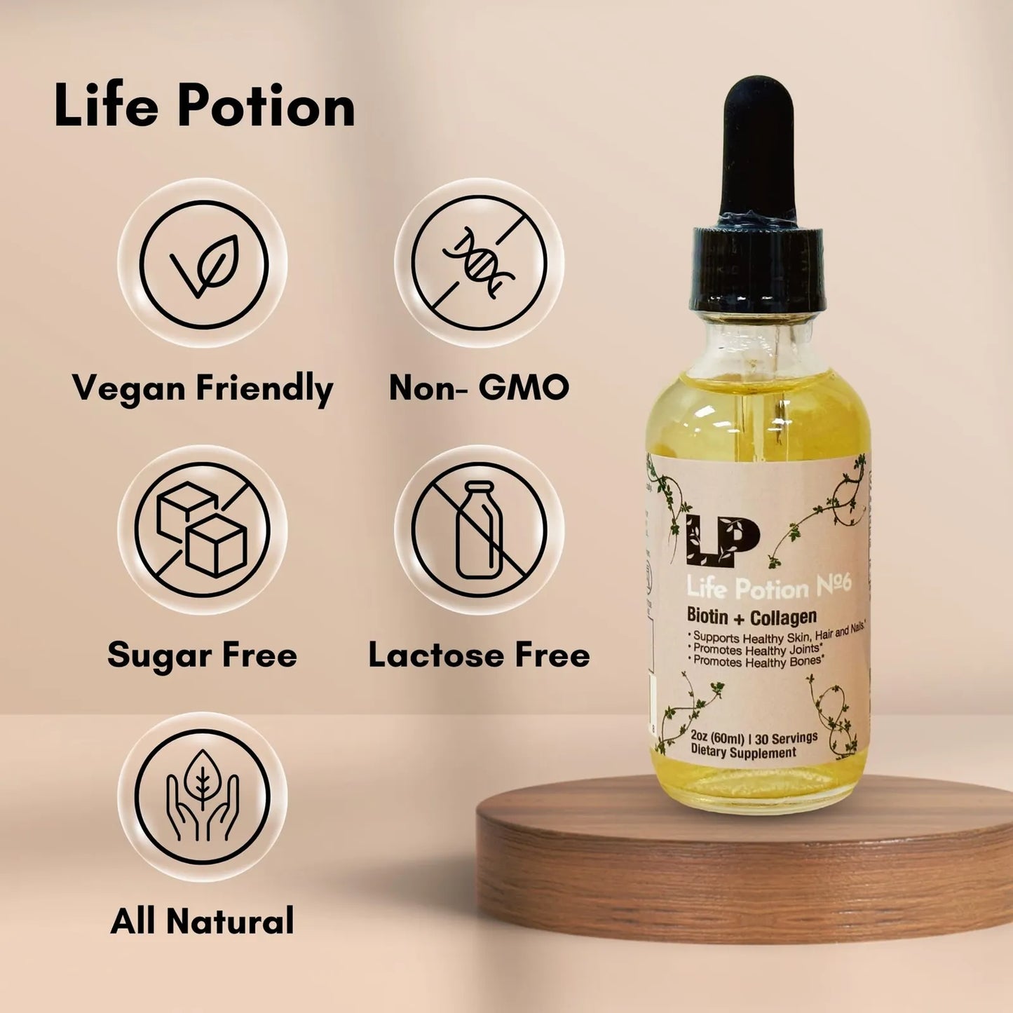 Life Potion 06 Colageno Y Biotina Crecimiento Cabello Extra Fuerte 50000 Mcg