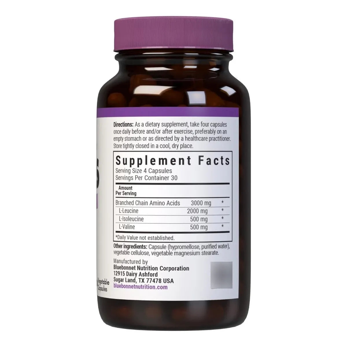 BCAA 4 1 1 Bluebonnet 120 Caps Reparacion Muscular Vegano Sin Gluten