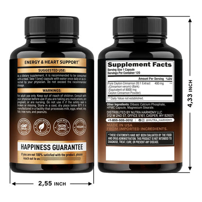 Capsulas De Canela De Ceilan Extra Fuerte Energia Metabolismo Corazon Natural
