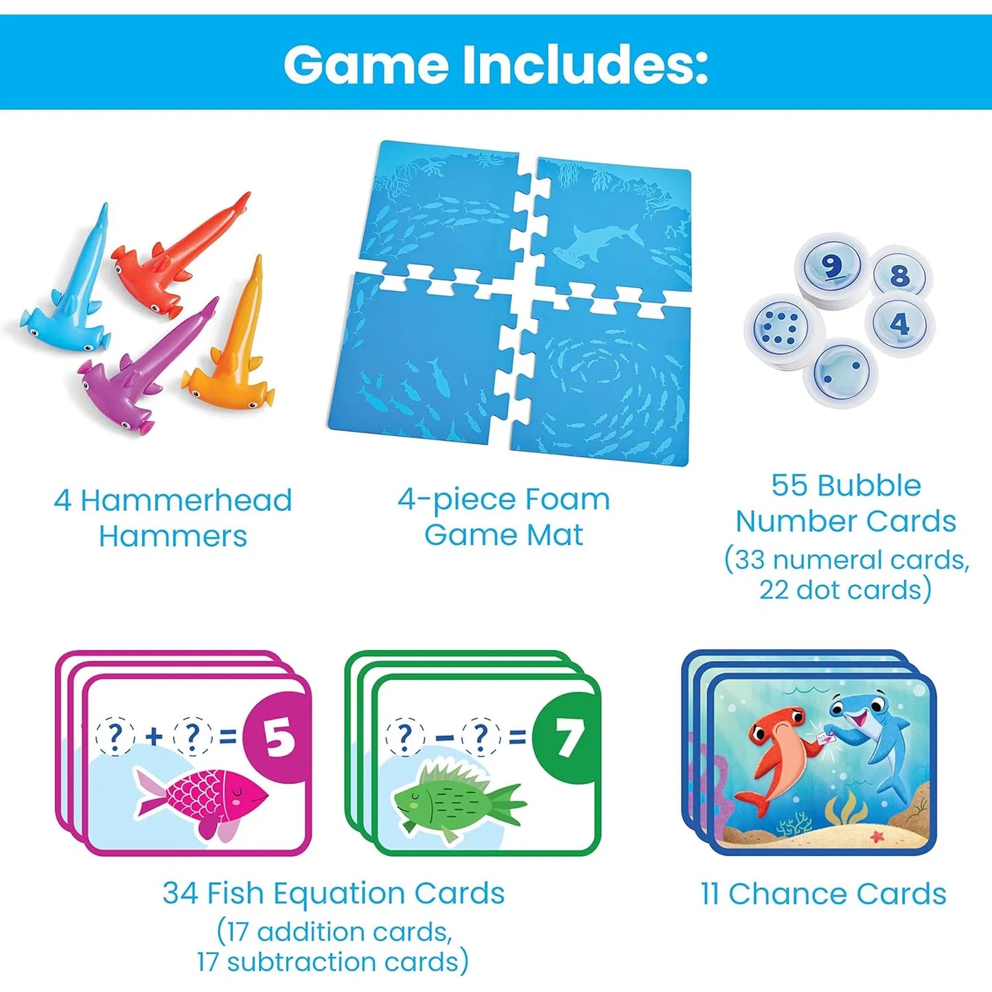 Hand2mind Hammerhead Number Hunt Juego De Matematicas Suma Y Resta Para Niños 5-7 Años