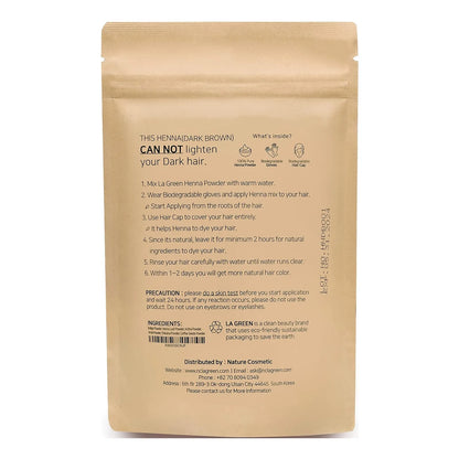 Tinte Capilar Organico Henna Oscura Suavidad Y Brillo 100 Natural