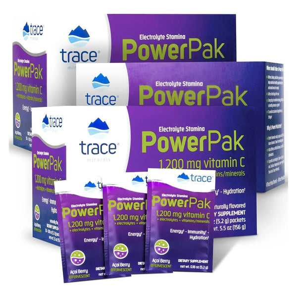 Power Pak Electrolitos En Polvo Con Vitamina C 90 Paquetes Sabor Acai
