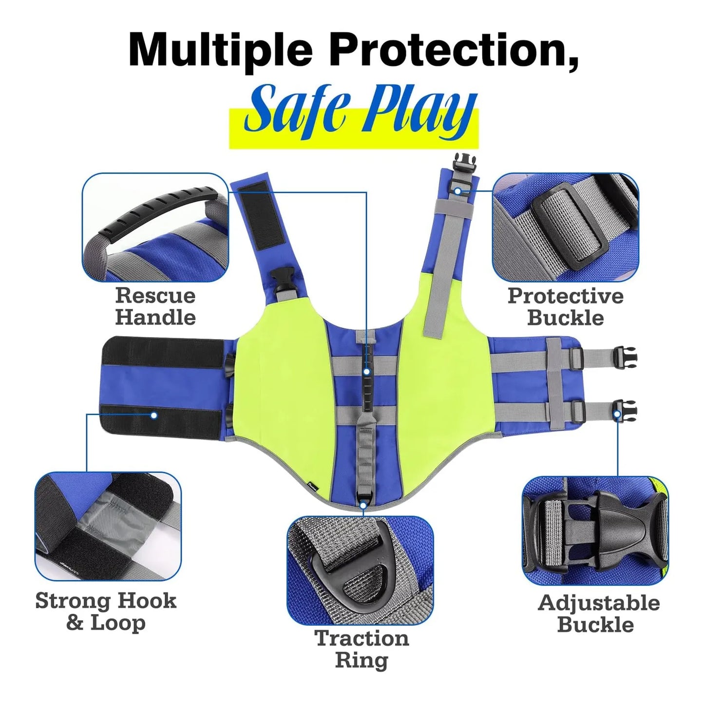 Chaleco Salvavidas Para Perros Con Flotabilidad Y Asa De Rescate Tela Oxford Resistente