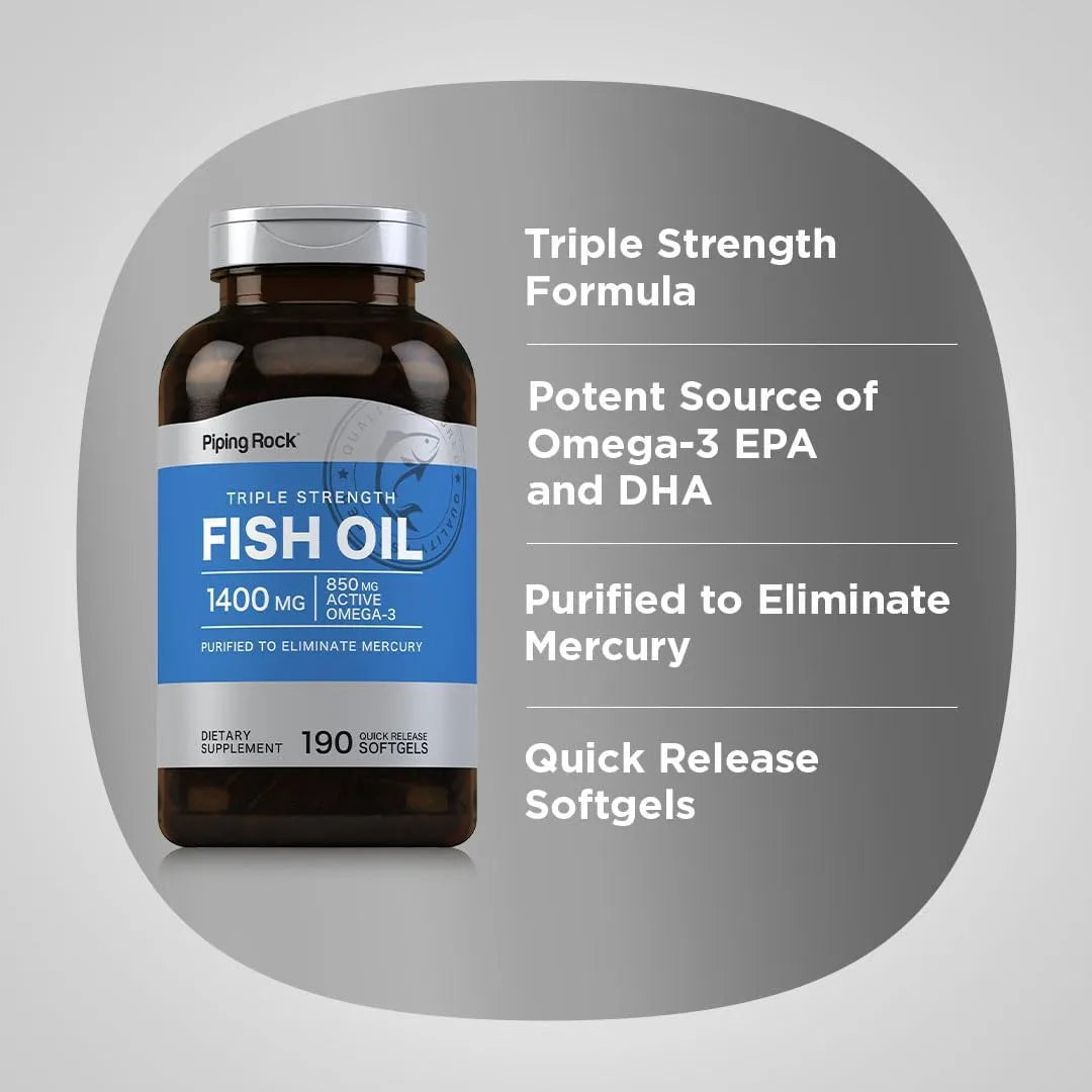 Aceite De Pescado Omega 3 Triple Potencia 1400 Mg 190 Capsulas Piping Rock