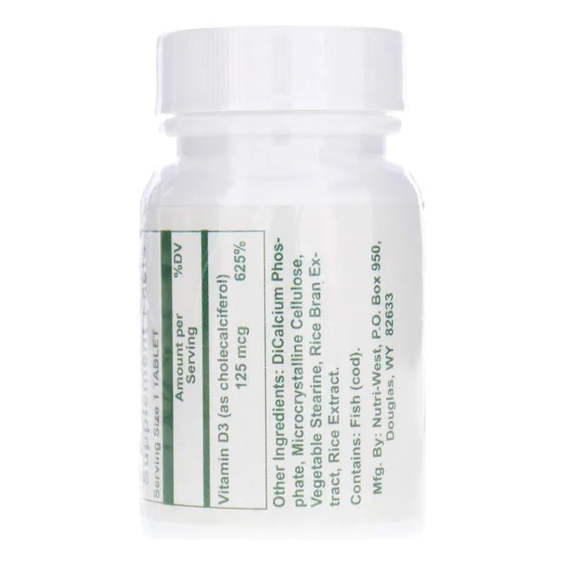 Vitamina D3 5000 UI 120 Tabletas NutriWest Suplemento Para Huesos E Inmunidad