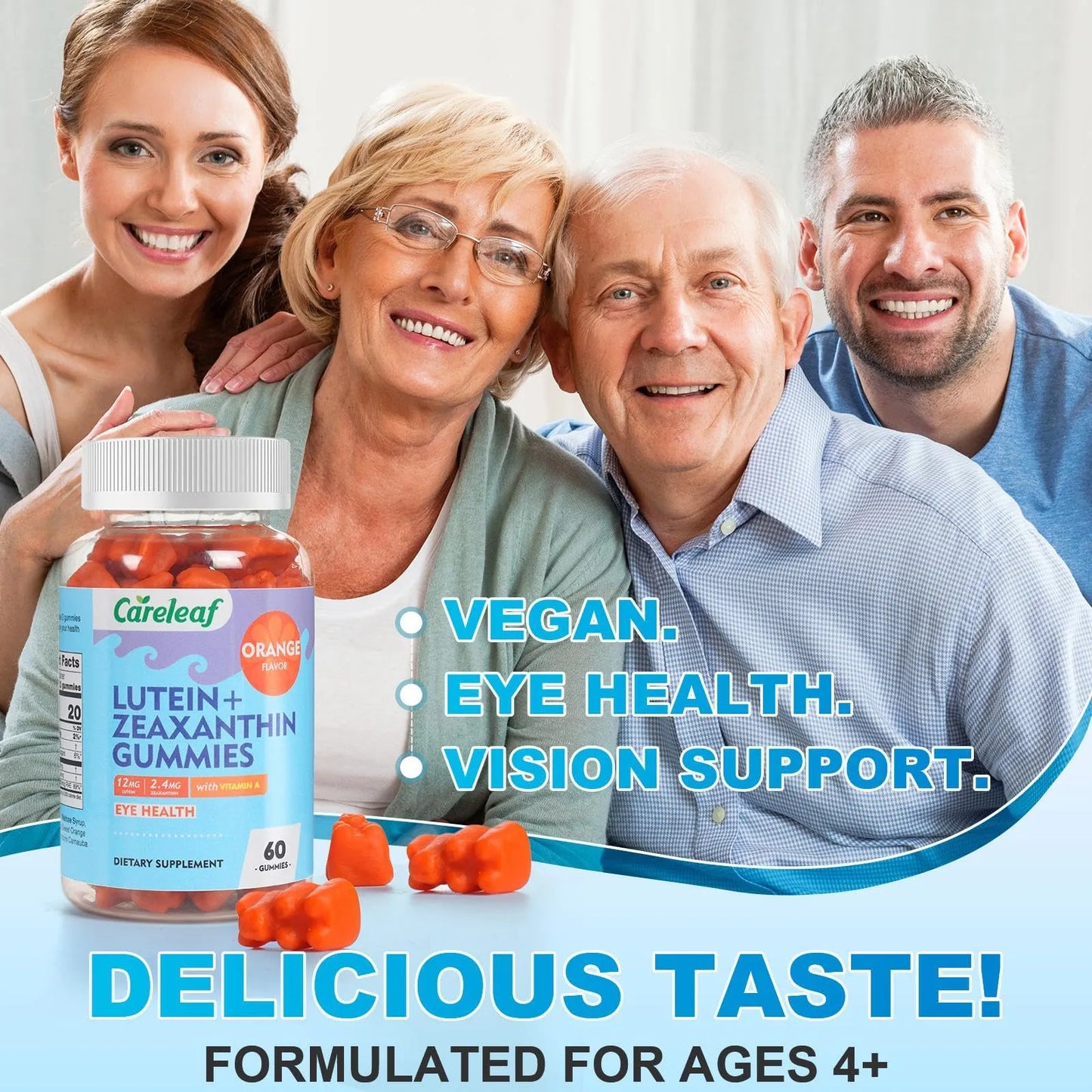Gomitas Veganas De Luteina 12 Mg Con Zeaxantina Y Vitamina A Para Salud Ocular