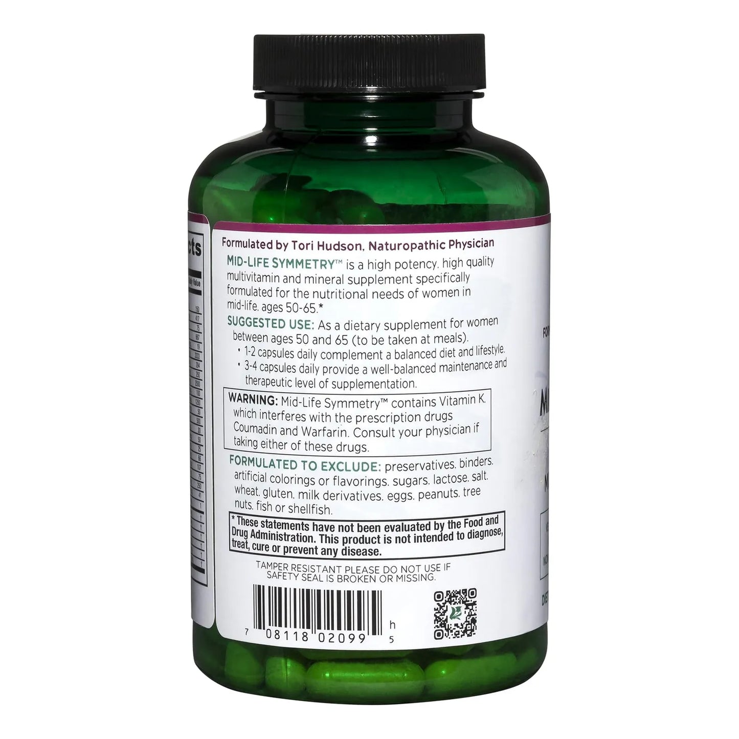 Multivitaminico Mineral Alta Potencia Mujeres 50 65 Años Vegano 180 Capsulas