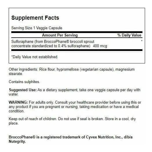 Extracto De Brote De Brocoli 04 Sulforafano 60 Capsulas Suplemento Natural Para Salud Celular E Higado