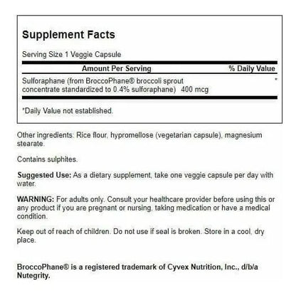 Extracto De Brote De Brocoli 04 Sulforafano 60 Capsulas Suplemento Natural Para Salud Celular E Higado